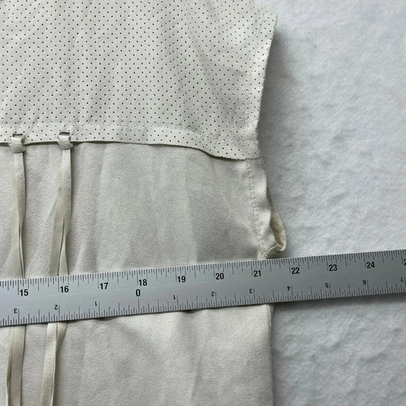 Chico's Tops Womens S 2 Ivory Round Neck Tassel Mesh Front Short Sleeve Pullover - Picture 3 of 10